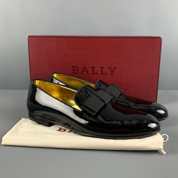 BALLY Size 11 Black Solid Leather Slip On Loafers main image 7